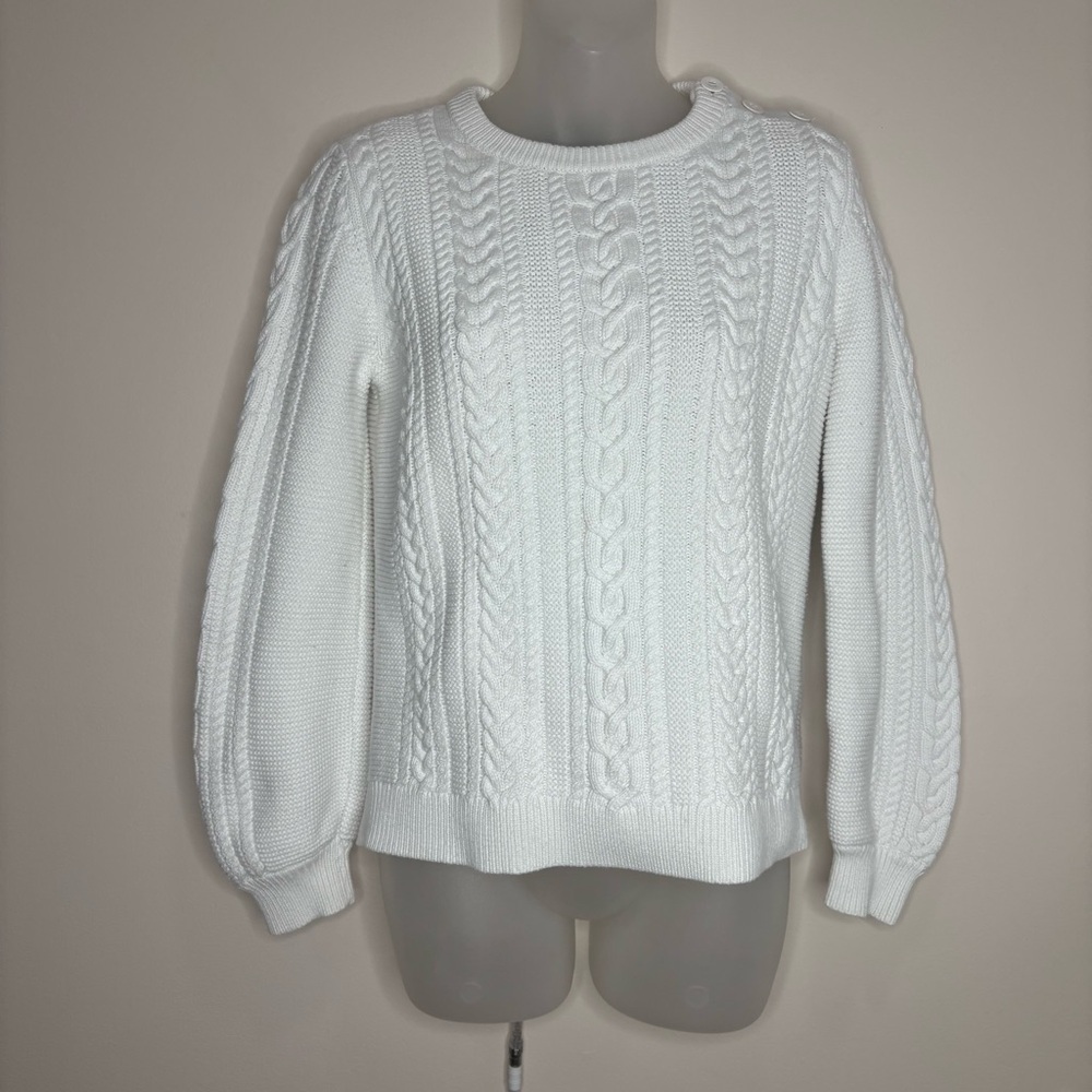Banana Republic Heavy Knit Crewneck Sweater white casual minimalist size small
